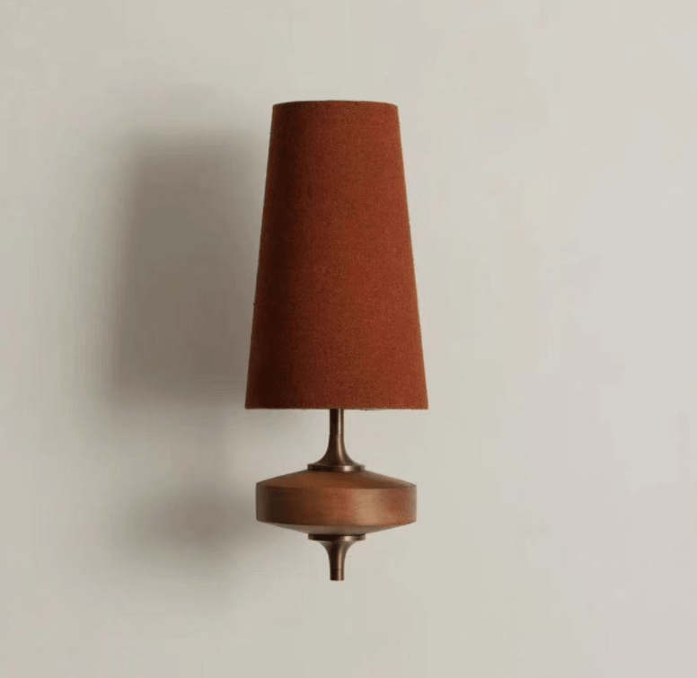 Orlan Twin Fabric Shade Wall Sconce in Walnut and Bronze