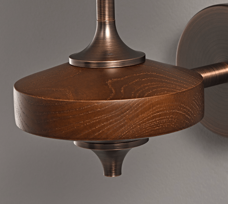 Orlan Twin Fabric Shade Wall Sconce in Walnut and Bronze