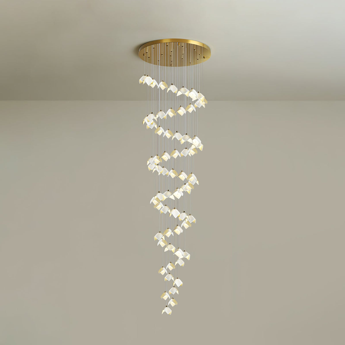 Orlani Cascade Staircase Chandelier in Gold and Ceramic