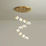 Orlani Cascade Staircase Chandelier in Gold and Ceramic
