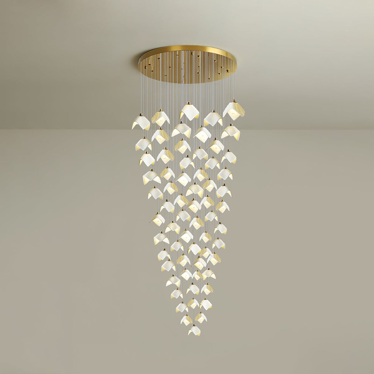 Orlani Cascade Staircase Chandelier in Gold and Ceramic