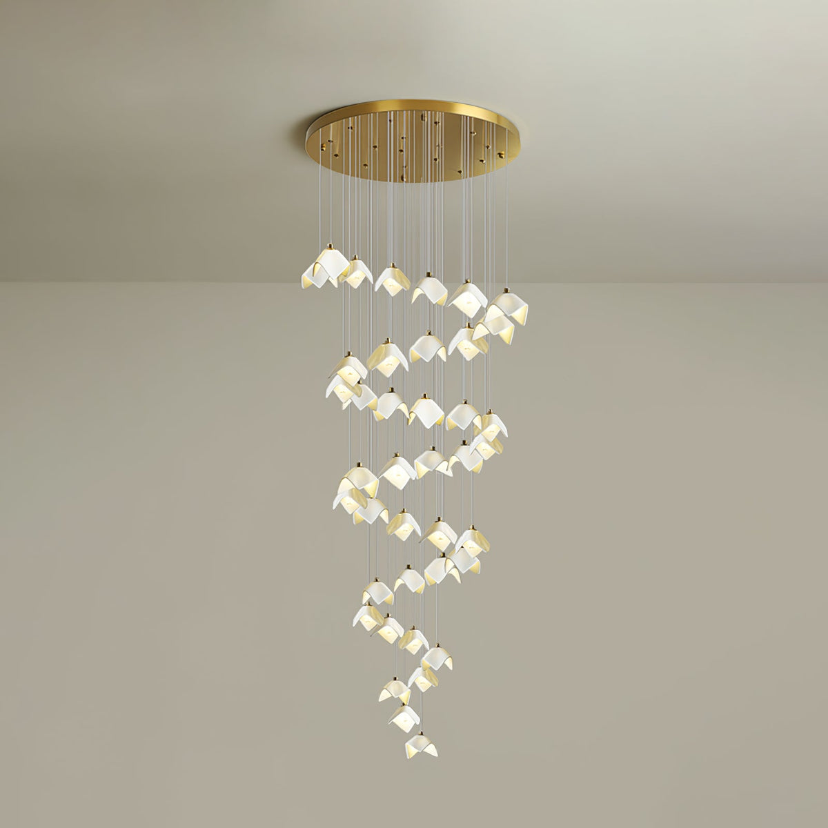 Orlani Cascade Staircase Chandelier in Gold and Ceramic