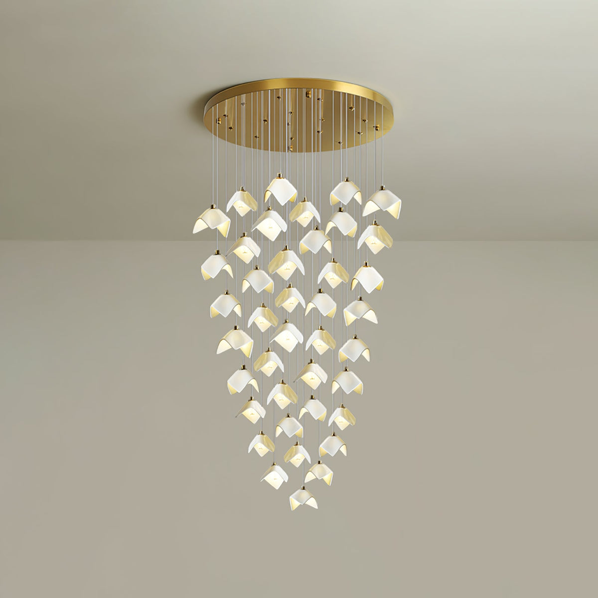 Orlani Cascade Staircase Chandelier in Gold and Ceramic