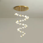 Orlani Cascade Staircase Chandelier in Gold and Ceramic
