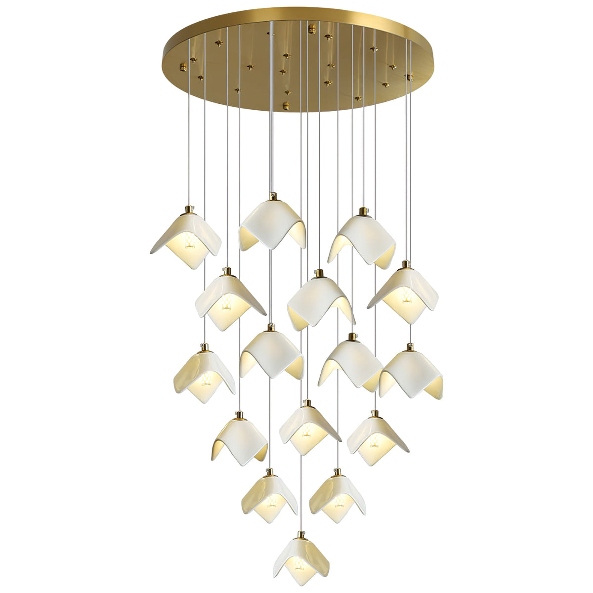 Orlani Cascade Staircase Chandelier in Gold and Ceramic