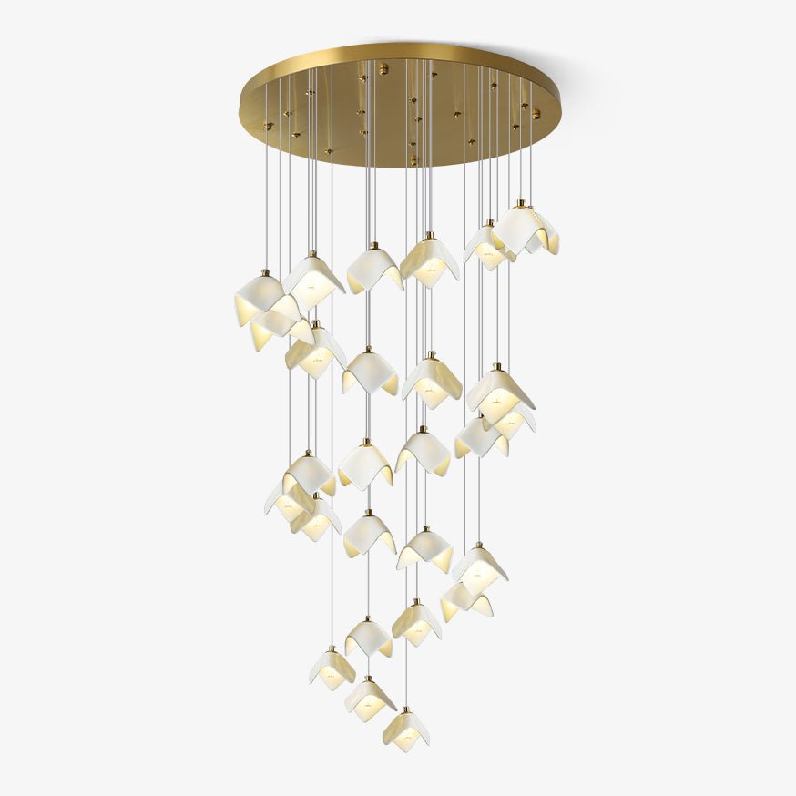 Orlani Cascade Staircase Chandelier in Gold and Ceramic