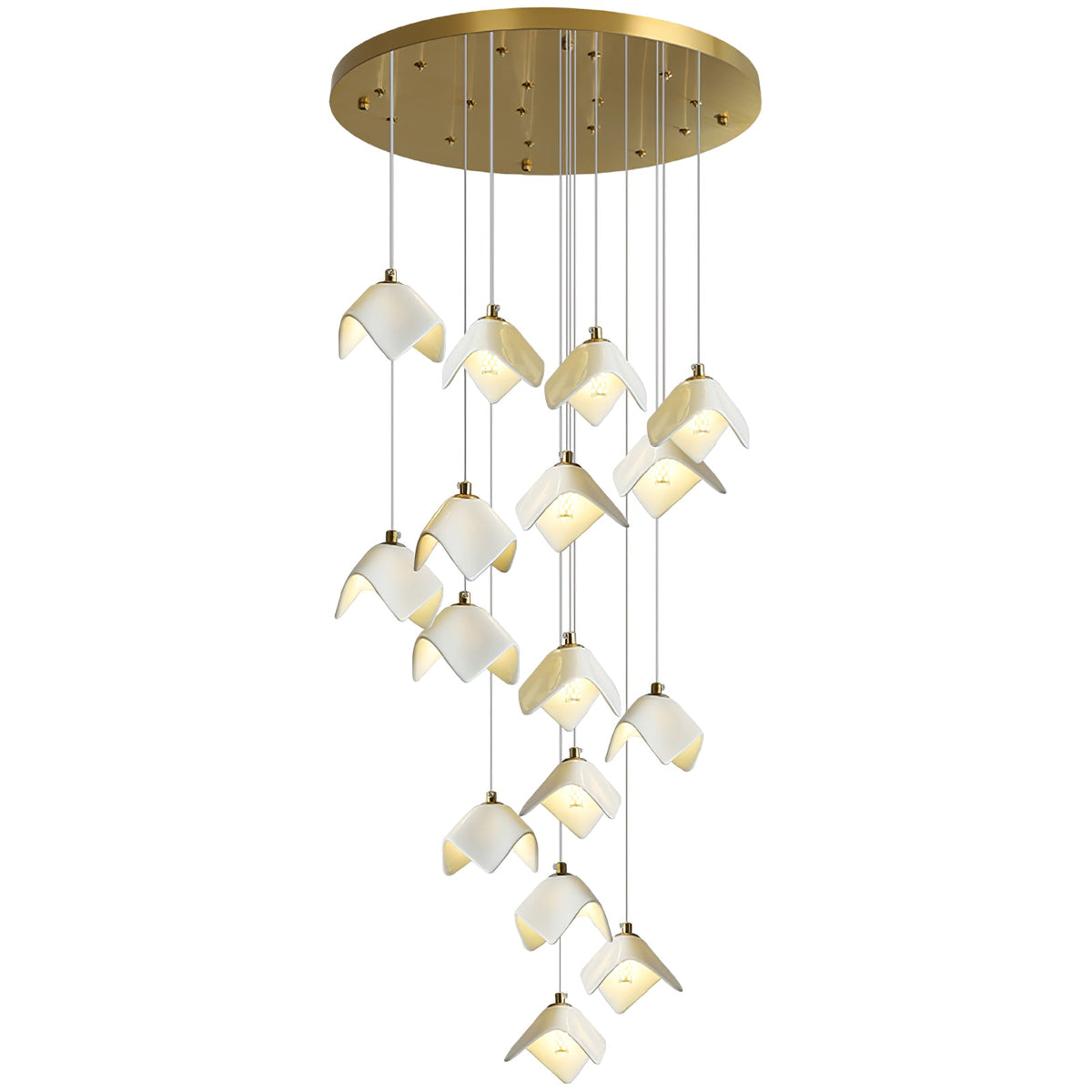 Orlani Cascade Staircase Chandelier in Gold and Ceramic