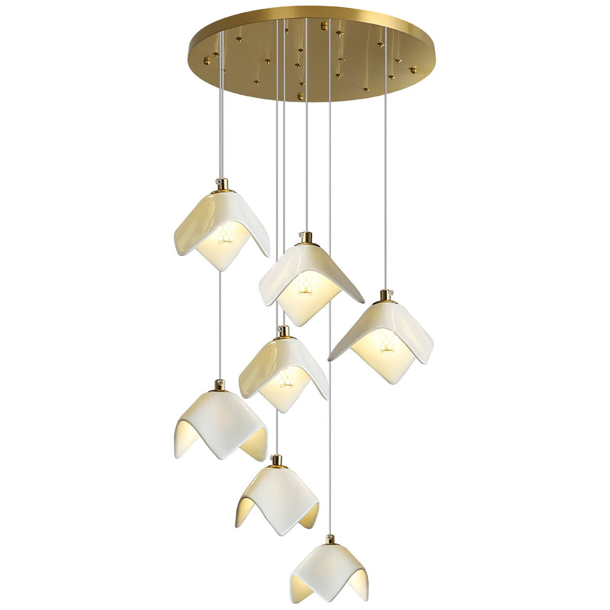 Orlani Cascade Staircase Chandelier in Gold and Ceramic