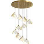 Orlani Cascade Staircase Chandelier in Gold and Ceramic