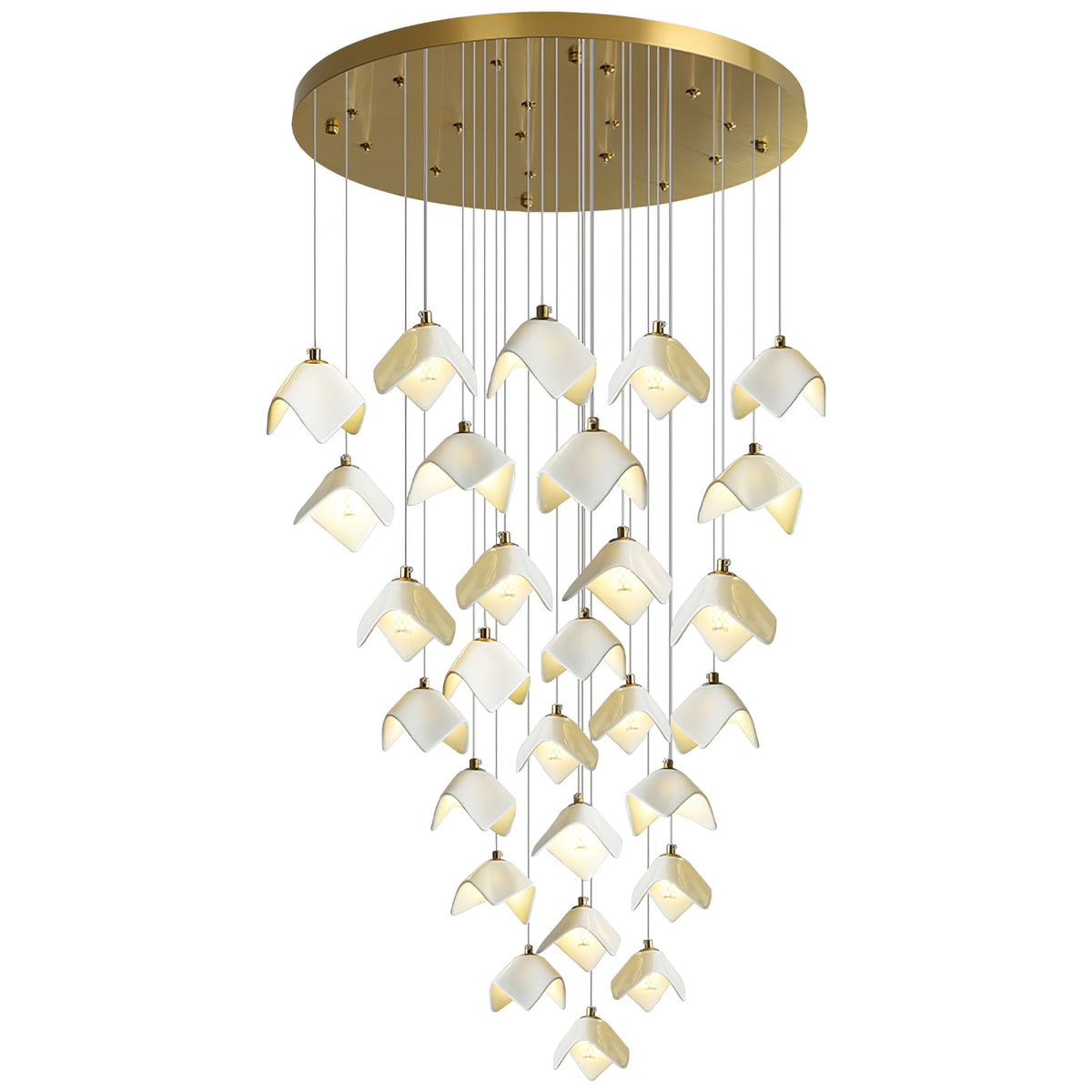 Orlani Cascade Staircase Chandelier in Gold and Ceramic