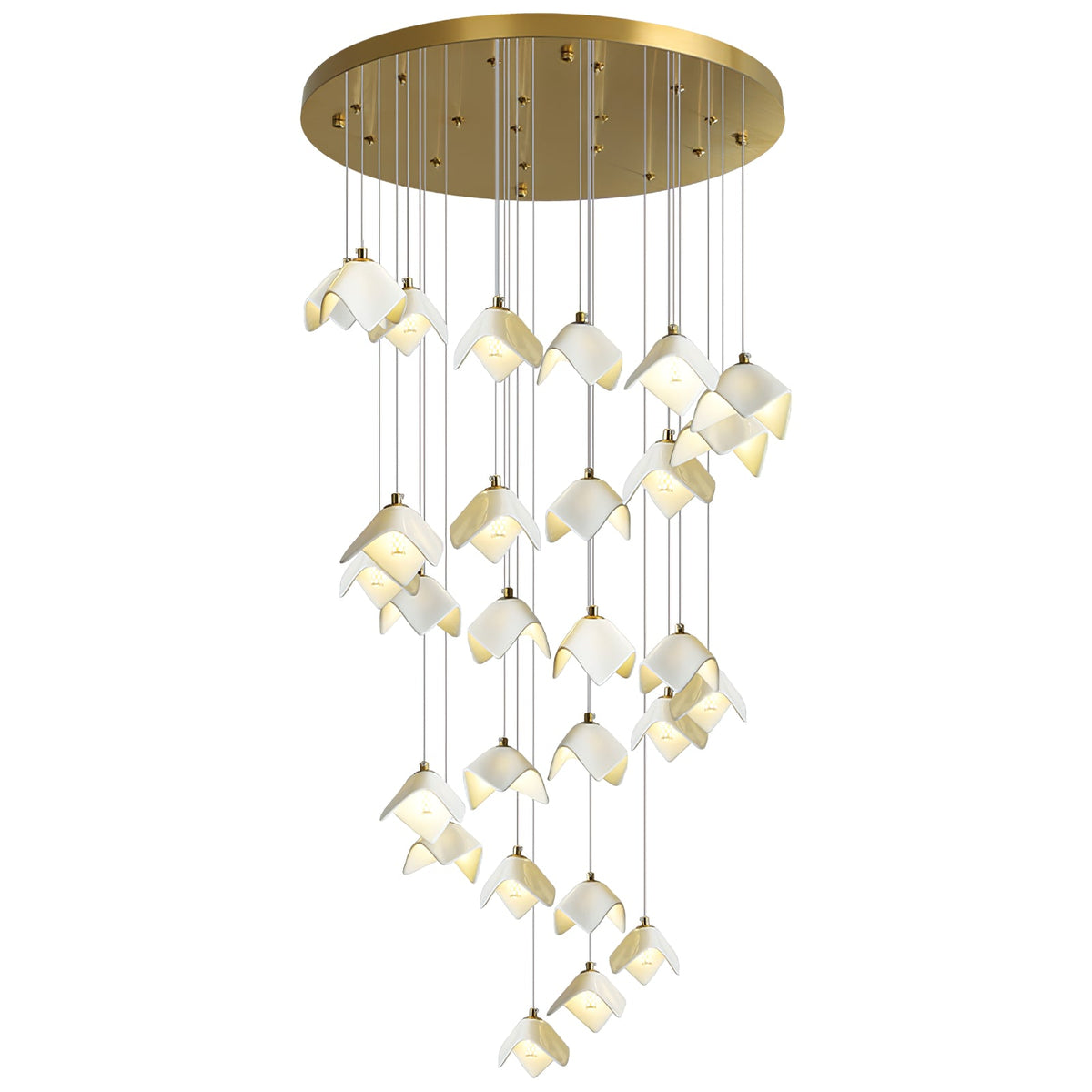 Orlani Cascade Staircase Chandelier in Gold and Ceramic