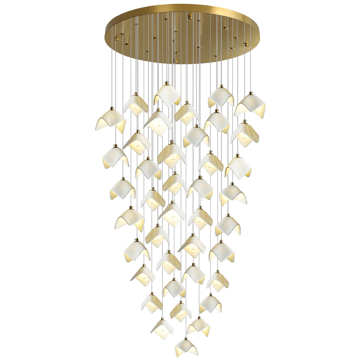 Orlani Cascade Staircase Chandelier in Gold and Ceramic