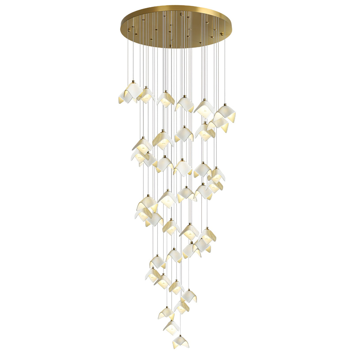 Orlani Cascade Staircase Chandelier in Gold and Ceramic