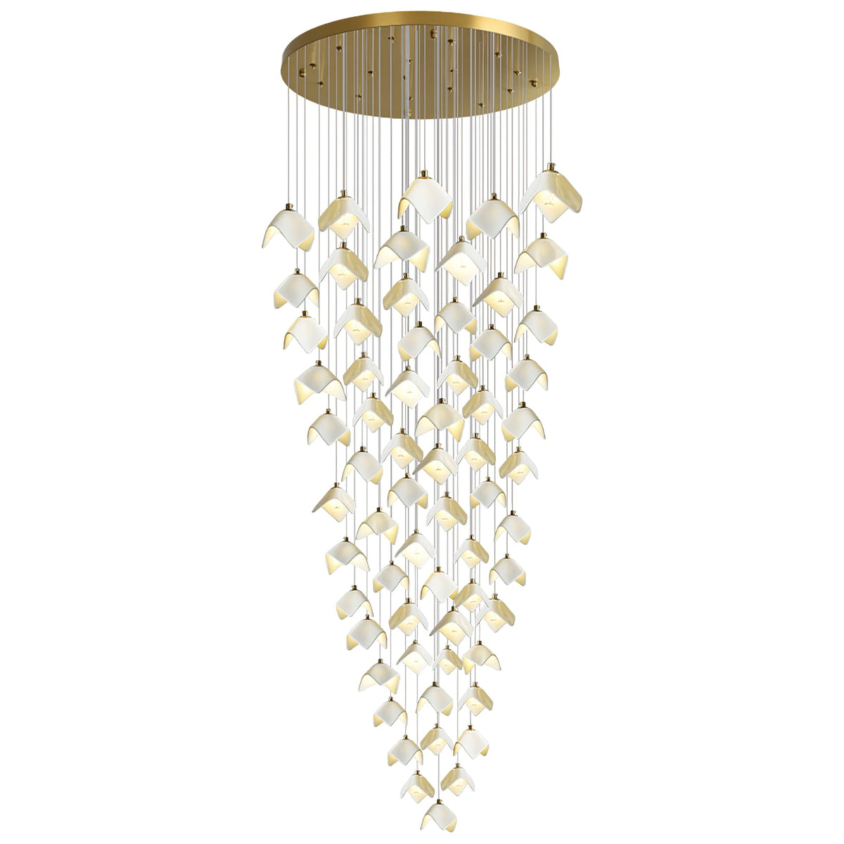 Orlani Cascade Staircase Chandelier in Gold and Ceramic