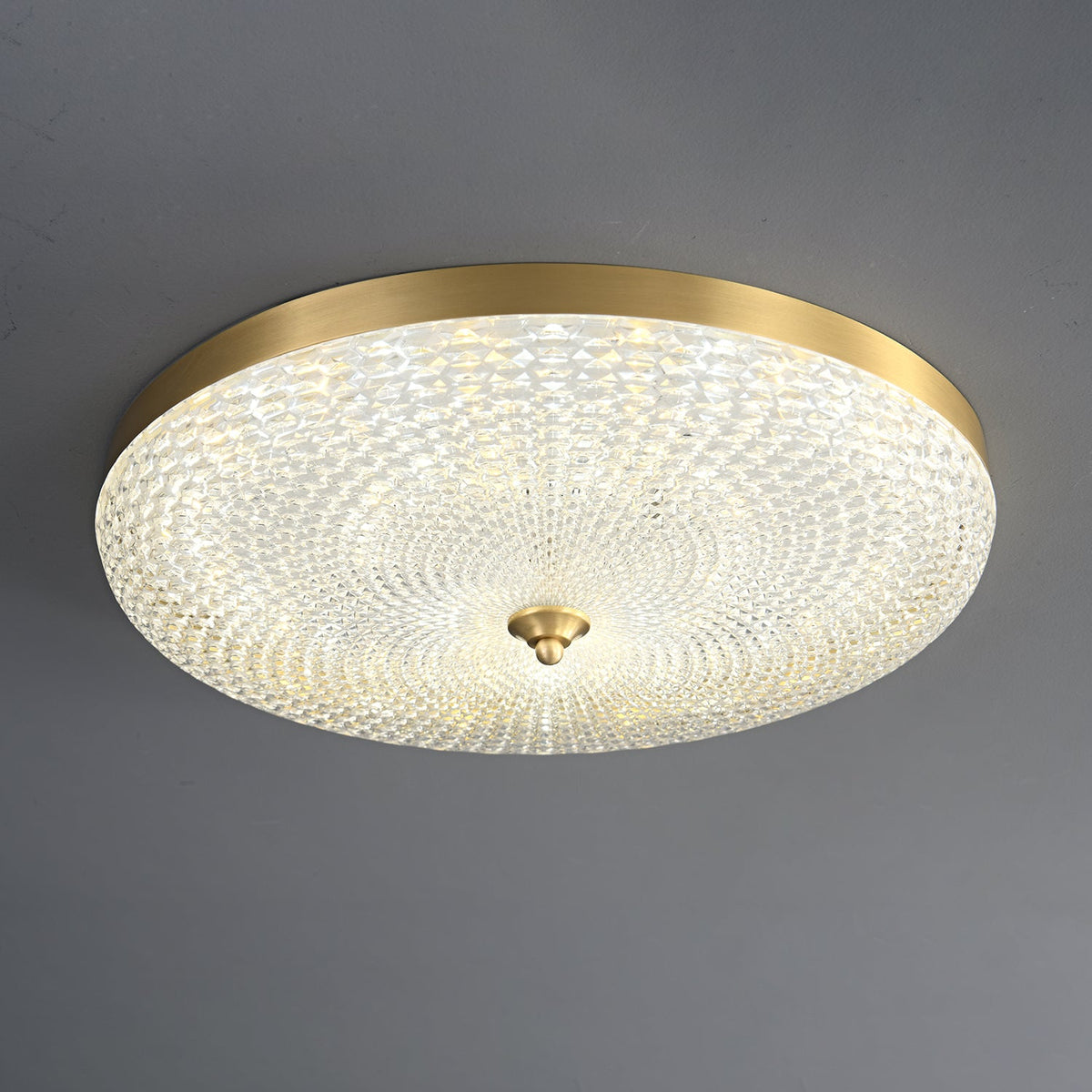 Orlena Brass LED Flush Mount Ceiling Light with Crystal-Like Acrylic Shade