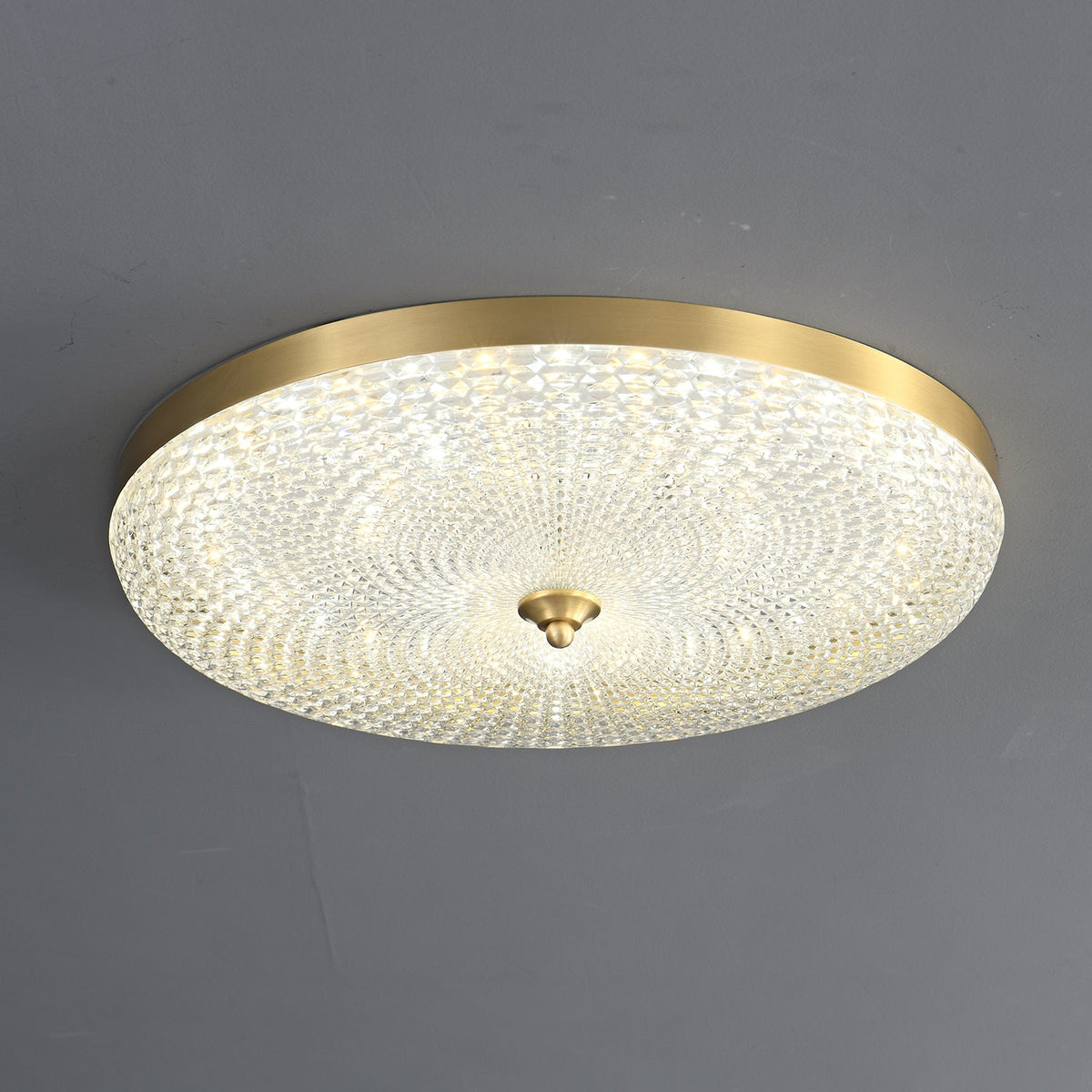 Orlena Brass LED Flush Mount Ceiling Light with Crystal-Like Acrylic Shade