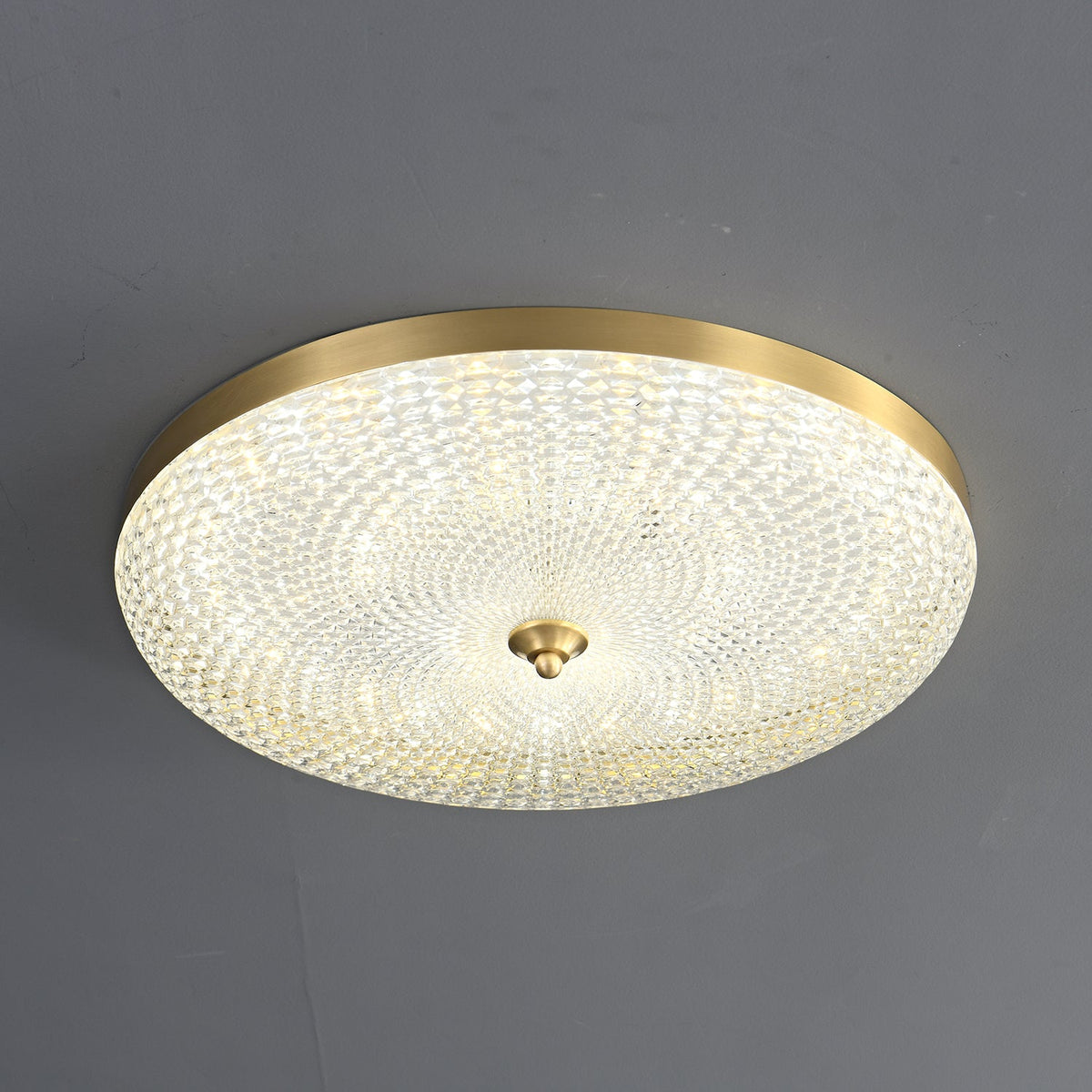 Orlena Brass LED Flush Mount Ceiling Light with Crystal-Like Acrylic Shade