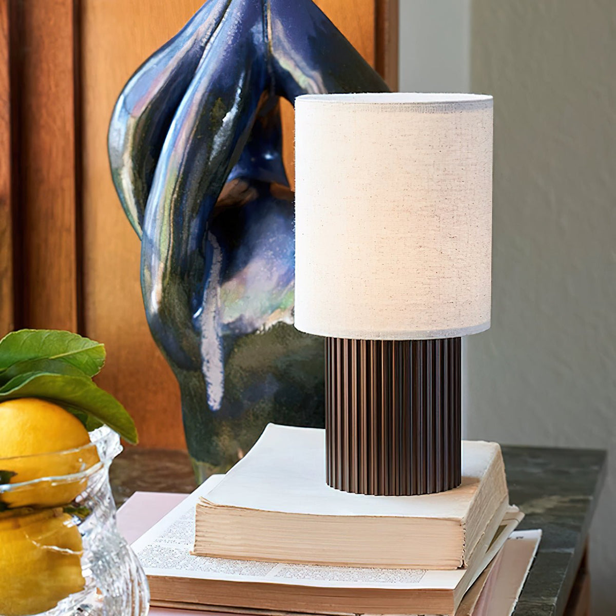 Orlo Ribbed Table Lamp – Modern Minimalist LED Desk Light for Bedroom & Living Room