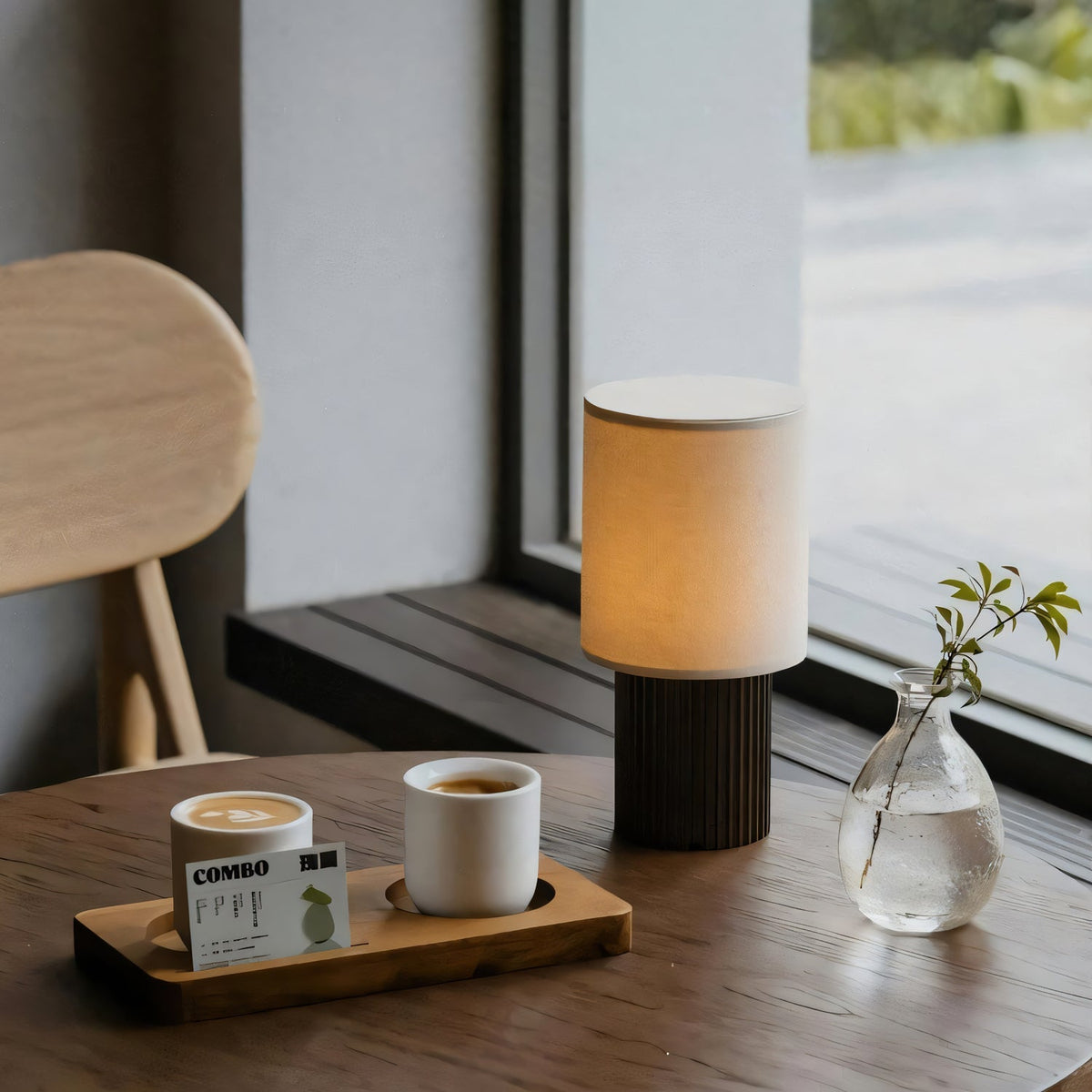 Orlo Ribbed Table Lamp – Modern Minimalist LED Desk Light for Bedroom & Living Room