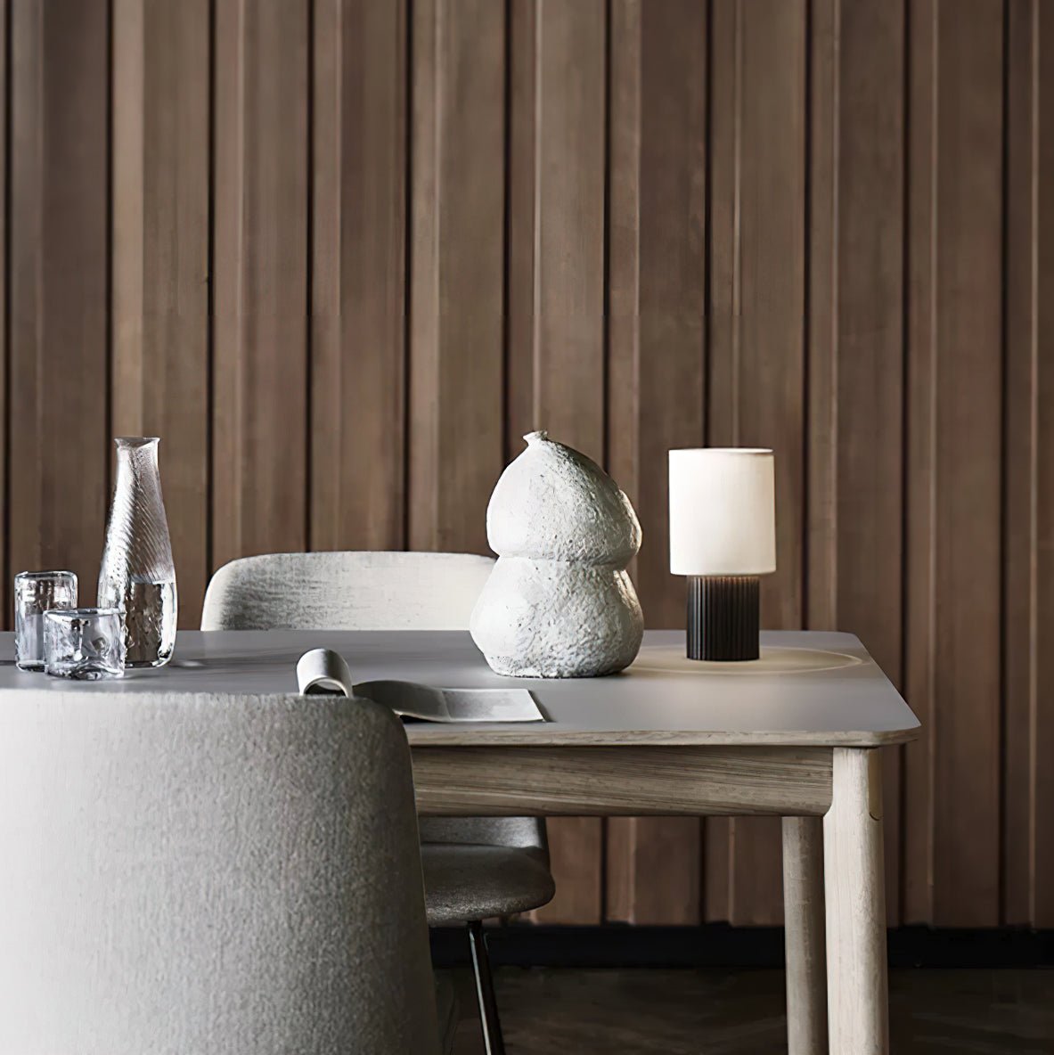 Orlo Ribbed Table Lamp – Modern Minimalist LED Desk Light for Bedroom & Living Room