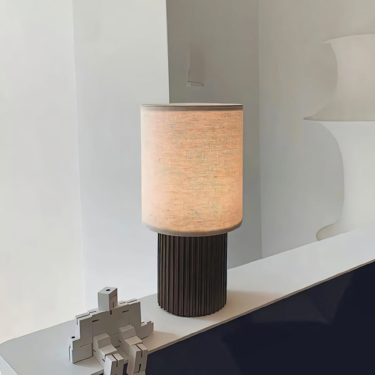 Orlo Ribbed Table Lamp – Modern Minimalist LED Desk Light for Bedroom & Living Room