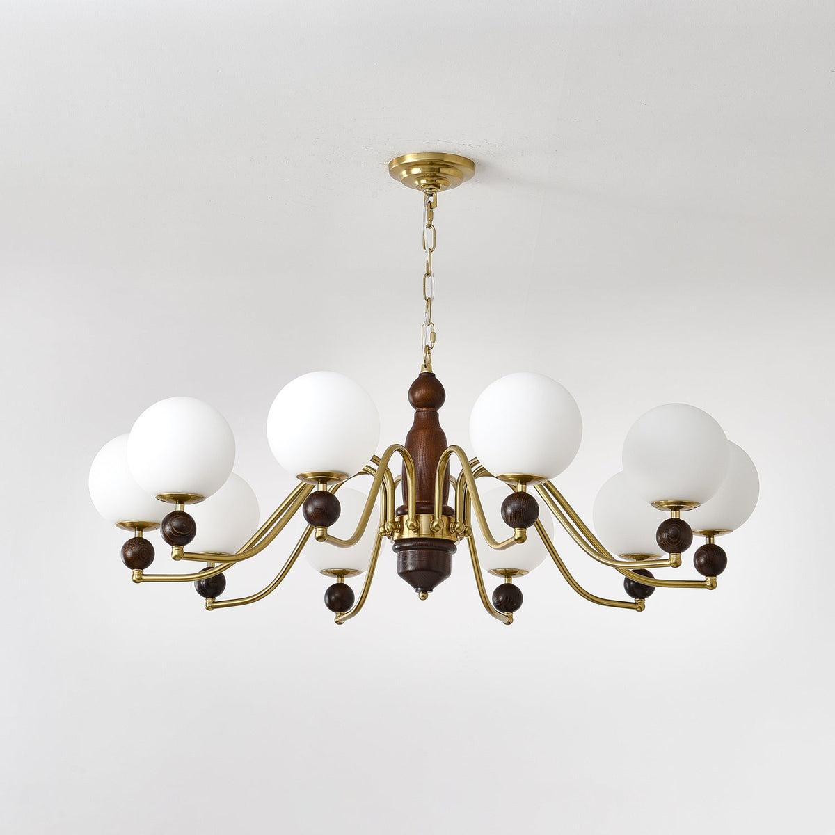 Ornate Heritage Chandelier – Wood & Brass Statement Lighting for Dining and Living Spaces