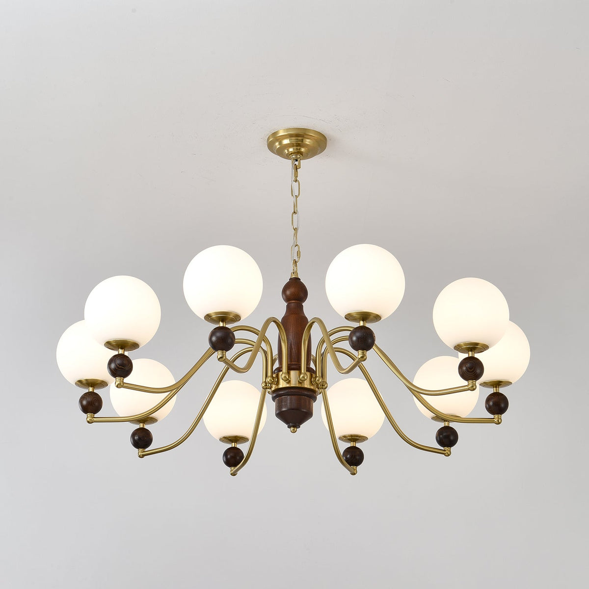 Ornate Heritage Chandelier – Wood & Brass Statement Lighting for Dining and Living Spaces