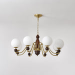 Ornate Heritage Chandelier – Wood & Brass Statement Lighting for Dining and Living Spaces