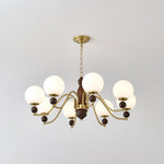 Ornate Heritage Chandelier – Wood & Brass Statement Lighting for Dining and Living Spaces