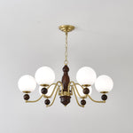 Ornate Heritage Chandelier – Wood & Brass Statement Lighting for Dining and Living Spaces