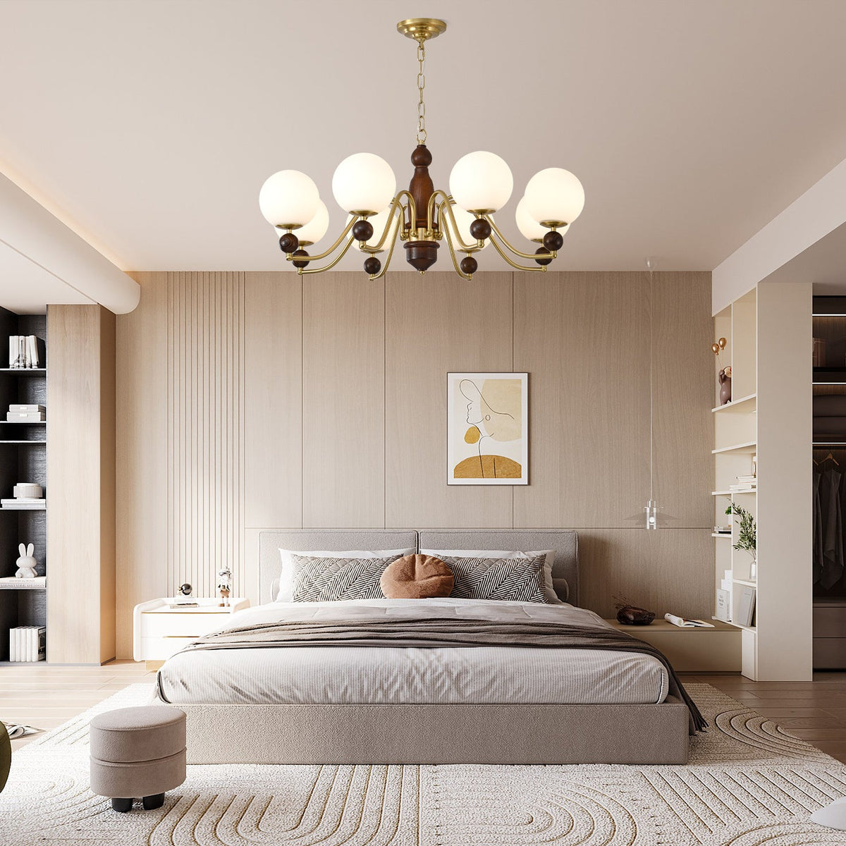 Ornate Heritage Chandelier – Wood & Brass Statement Lighting for Dining and Living Spaces