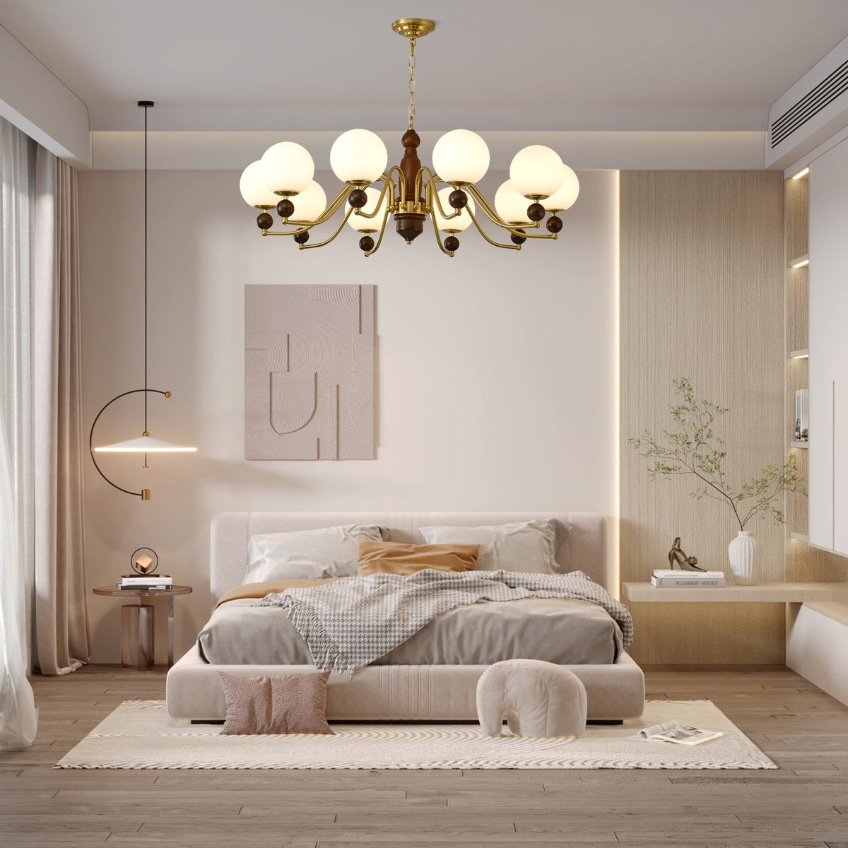 Ornate Heritage Chandelier – Wood & Brass Statement Lighting for Dining and Living Spaces