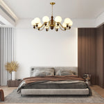 Ornate Heritage Chandelier – Wood & Brass Statement Lighting for Dining and Living Spaces