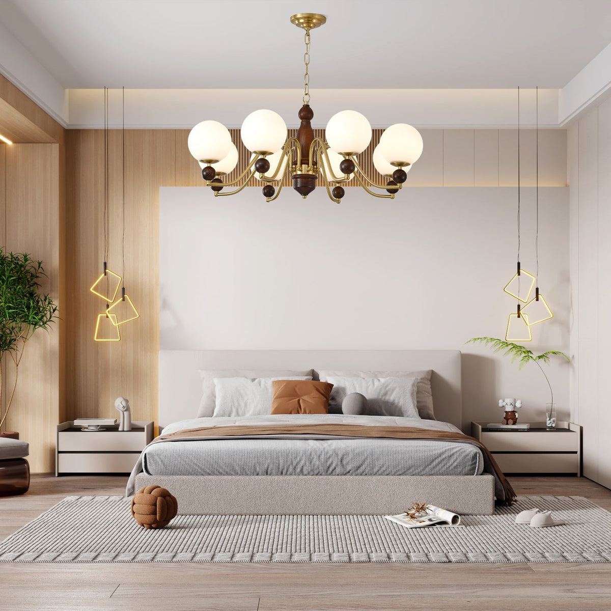 Ornate Heritage Chandelier – Wood & Brass Statement Lighting for Dining and Living Spaces