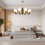 Ornate Heritage Chandelier – Wood & Brass Statement Lighting for Dining and Living Spaces