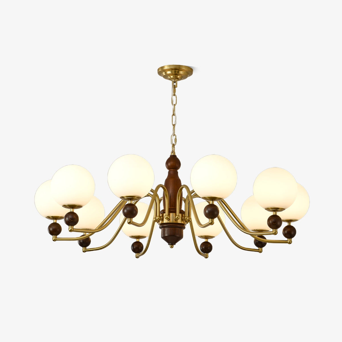 Ornate Heritage Chandelier – Wood & Brass Statement Lighting for Dining and Living Spaces