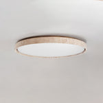 Oro Circle Travertine Flush Mount Ceiling Light