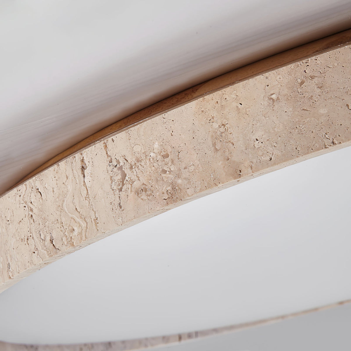 Oro Circle Travertine Flush Mount Ceiling Light