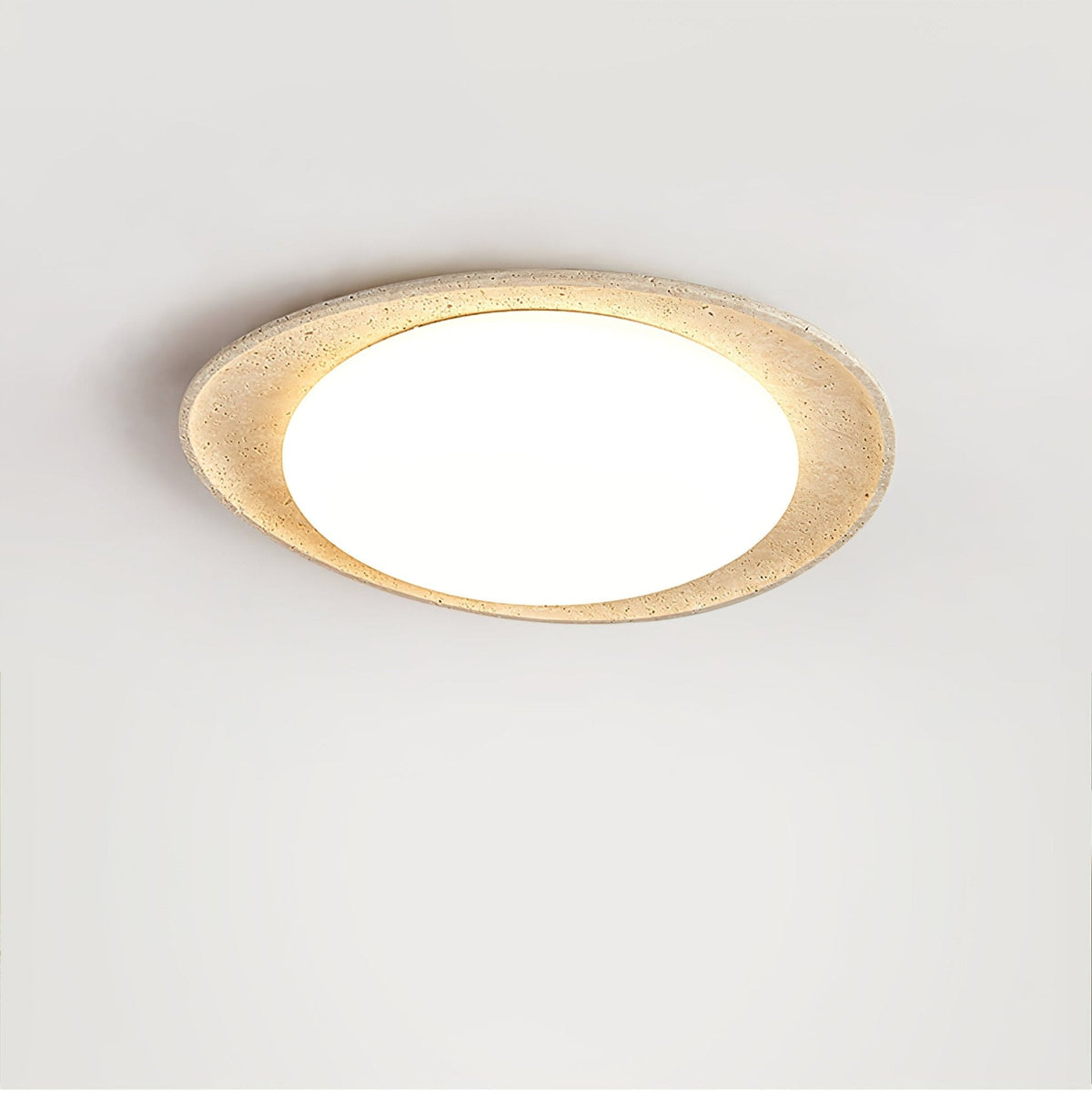 Orolume Travertine Ceiling Light — Natural Stone LED Flush Mount