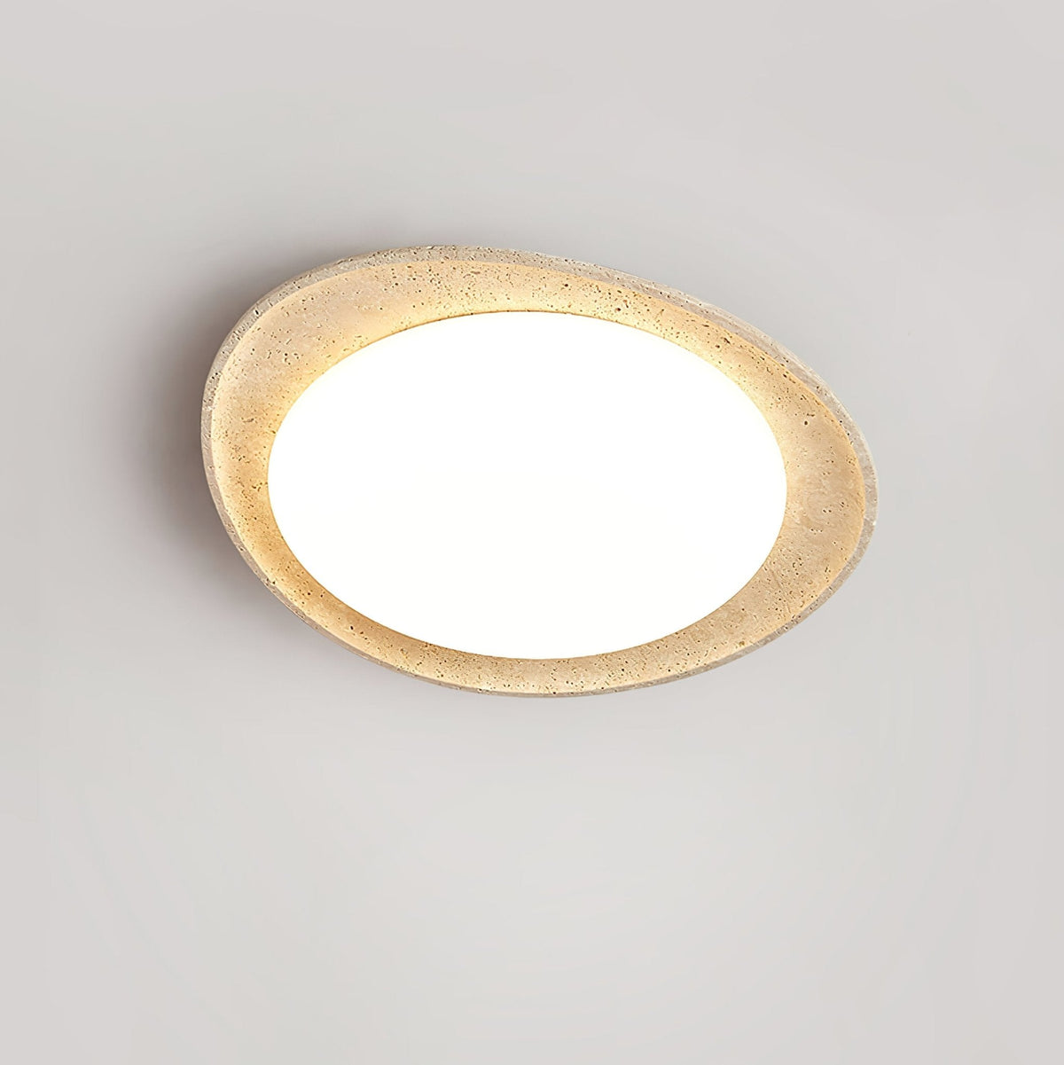 Orolume Travertine Ceiling Light — Natural Stone LED Flush Mount