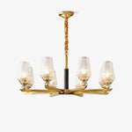 Orrefors Brass Chandelier with Faceted Glass Rings