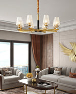 Orrefors Brass Chandelier with Faceted Glass Rings