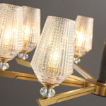 Orrefors Brass Chandelier with Faceted Glass Rings