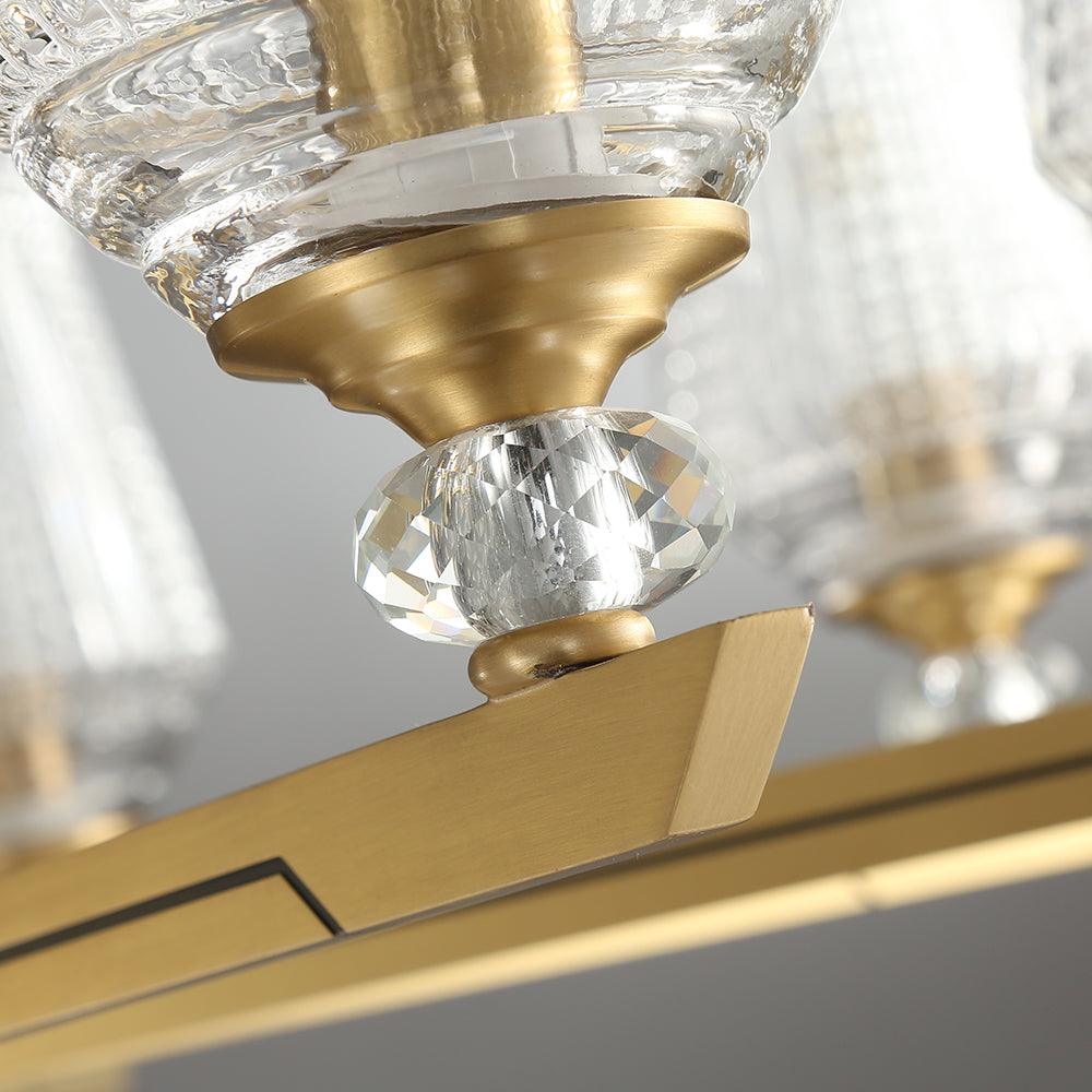 Orrefors Brass Chandelier with Faceted Glass Rings