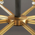 Orrefors Brass Chandelier with Faceted Glass Rings