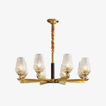 Orrefors Brass Chandelier with Faceted Glass Rings