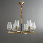Orrefors Brass Chandelier with Faceted Glass Rings