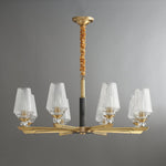 Orrefors Brass Chandelier with Faceted Glass Rings