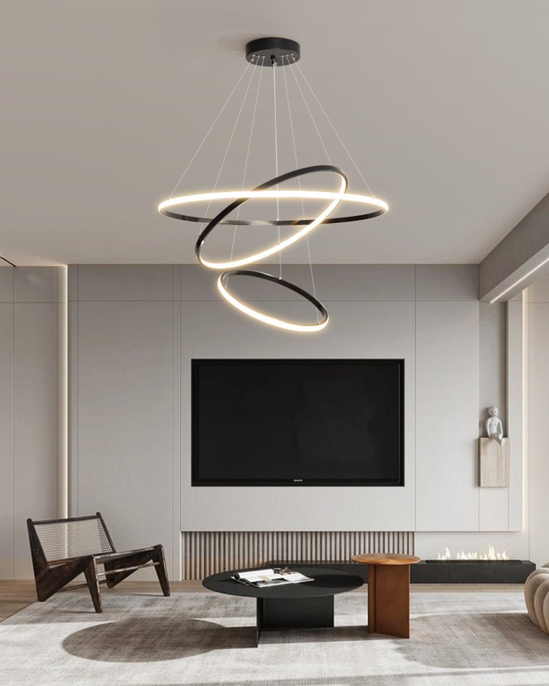 Orrery Rings Chandelier — Modern Brass LED Pendant Light
