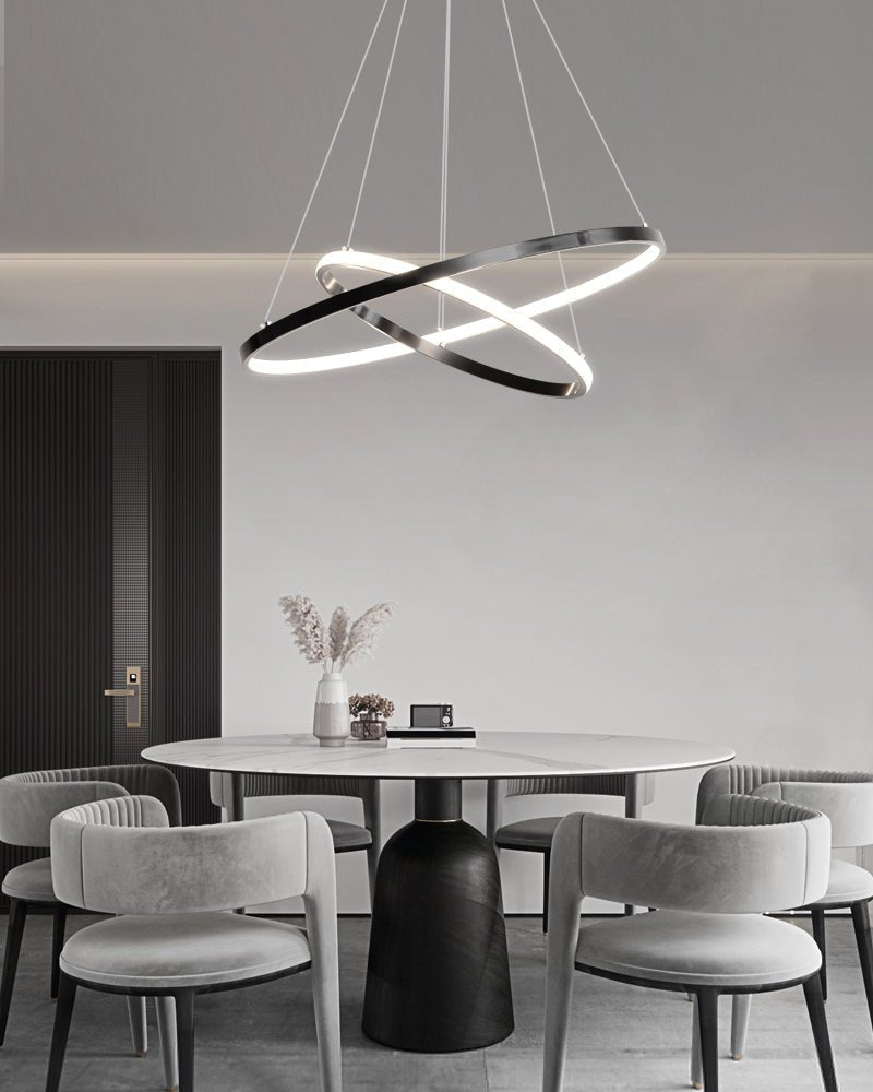 Orrery Rings Chandelier — Modern Brass LED Pendant Light